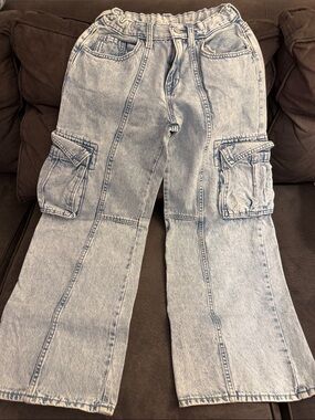 Old Navy Light Blue Wide-Leg Cargo Jeans